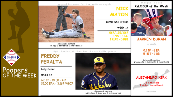 SBaSABR Poopers of the Week - Week 17